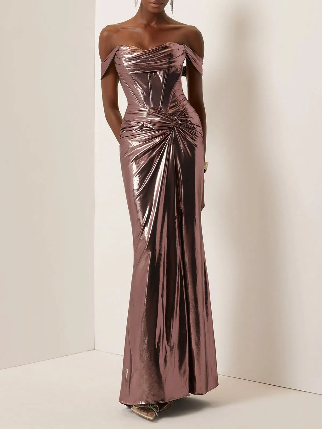 Sheath Off The Shoulder Sleeveless Up Floor-Length Evening Dress