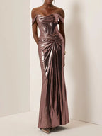 Sheath Off The Shoulder Sleeveless Up Floor-Length Evening Dress