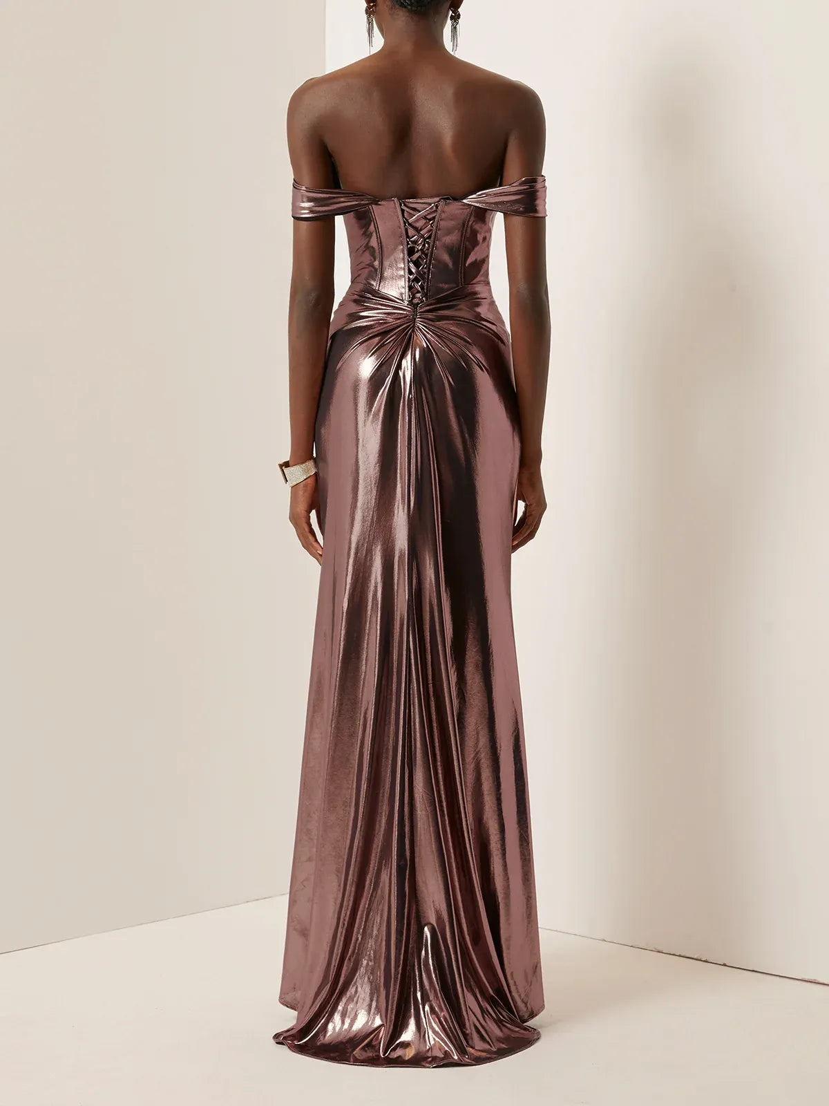 Sheath Off The Shoulder Sleeveless Up Floor-Length Evening Dress