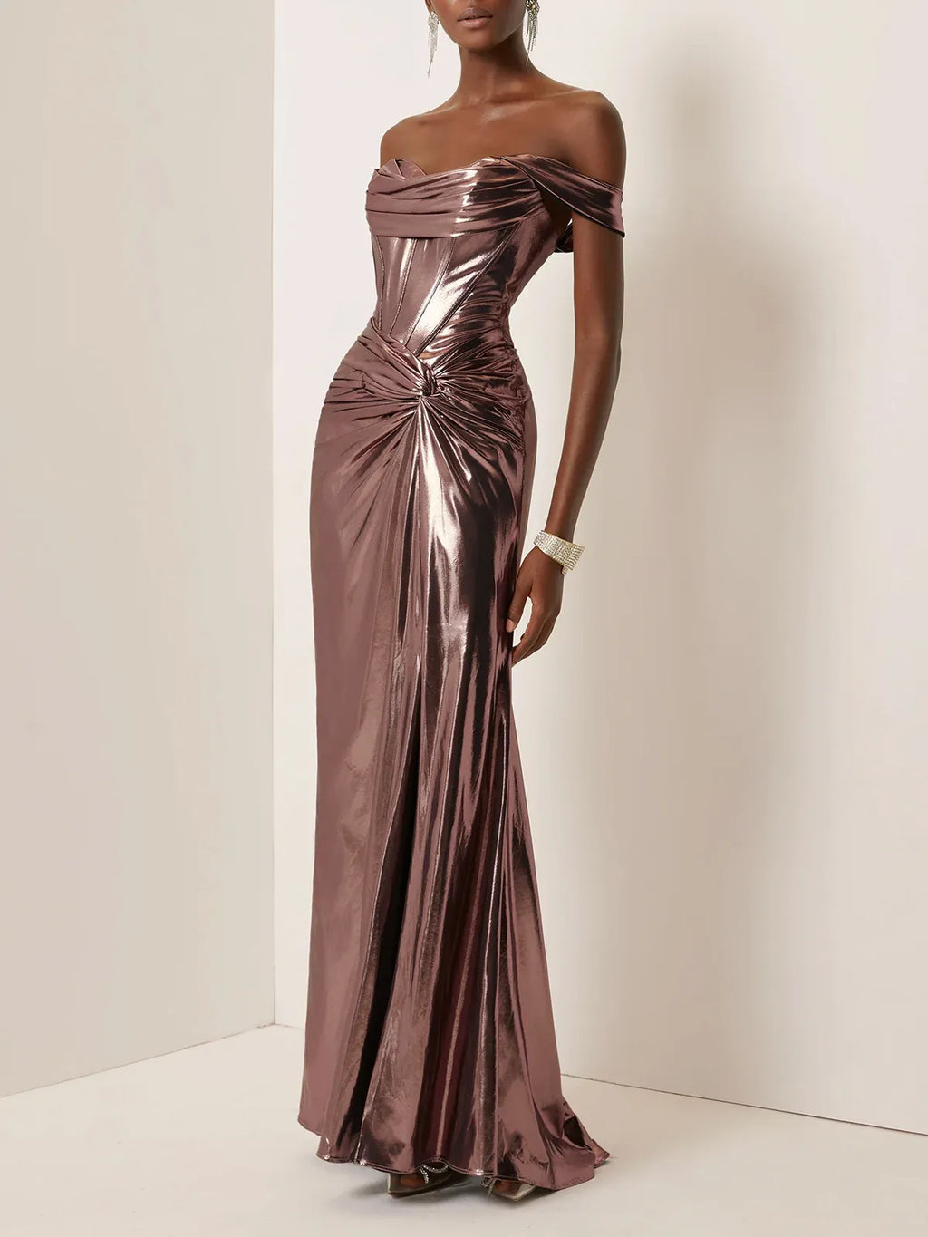 Sheath Off The Shoulder Sleeveless Up Floor-Length Evening Dress