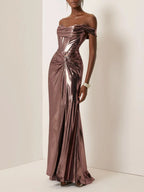 Sheath Off The Shoulder Sleeveless Up Floor-Length Evening Dress