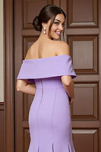 Sheath Off the Shoulder Dropped Shoulder Sleeves Backless Sweep/Brush Train Mother of the Bride Dress