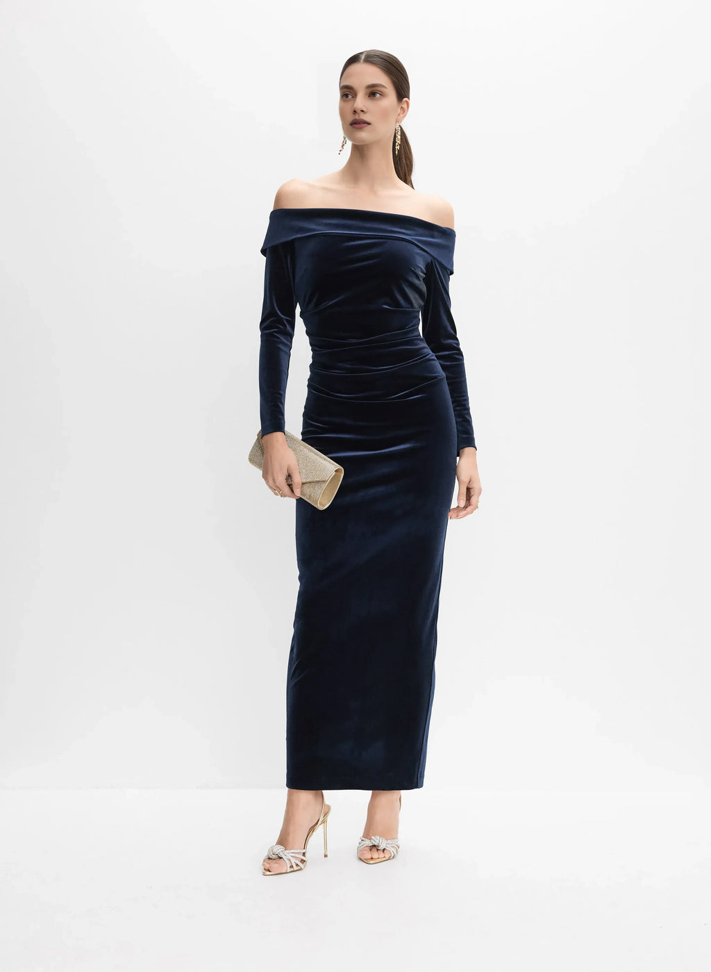 Sheath Off the Shoulder Long Sleeve Floor-Length Prom Dress