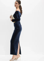 Sheath Off the Shoulder Long Sleeve Floor-Length Prom Dress