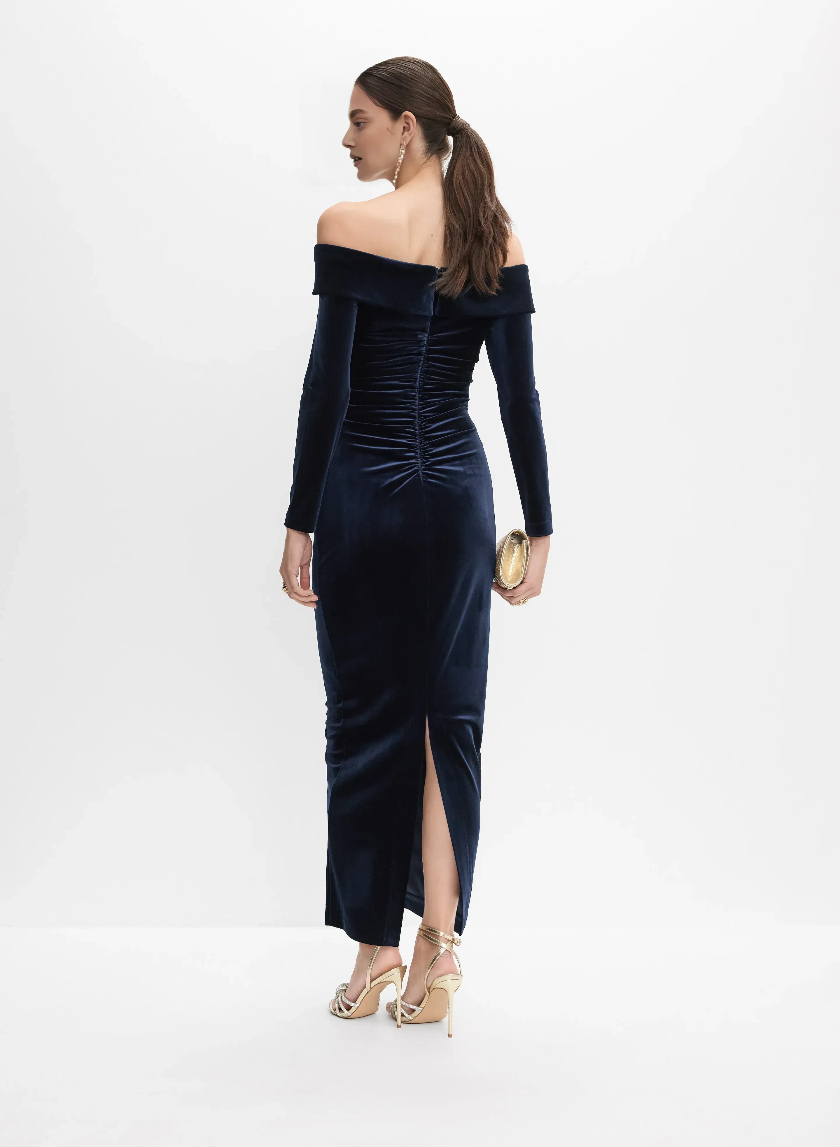 Sheath Off the Shoulder Long Sleeve Floor-Length Prom Dress