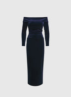 Sheath Off the Shoulder Long Sleeve Floor-Length Prom Dress