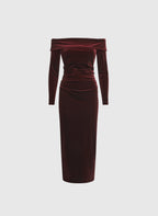Sheath Off the Shoulder Long Sleeve Floor-Length Prom Dress