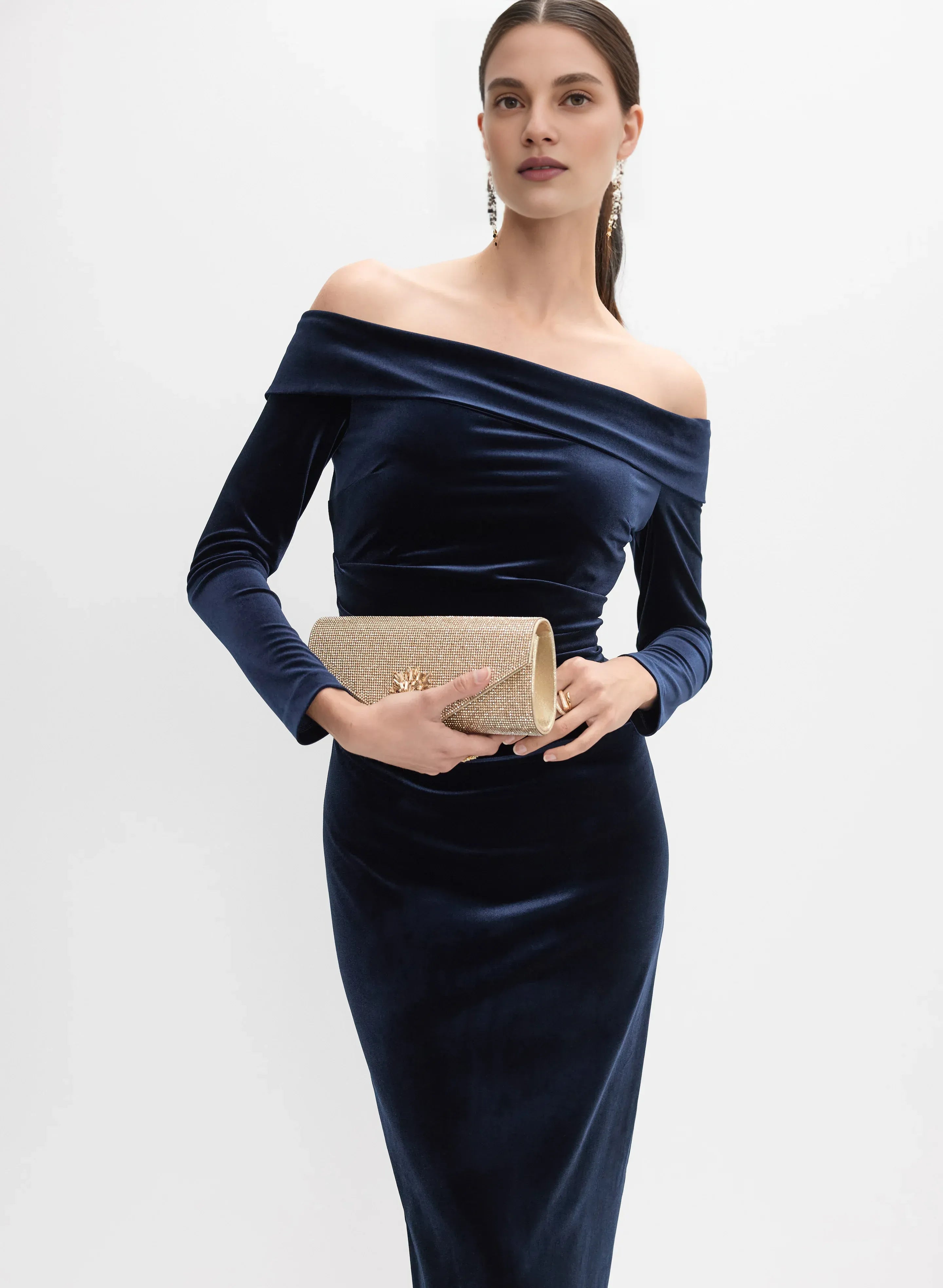 Sheath Off the Shoulder Long Sleeve Floor-Length Prom Dress