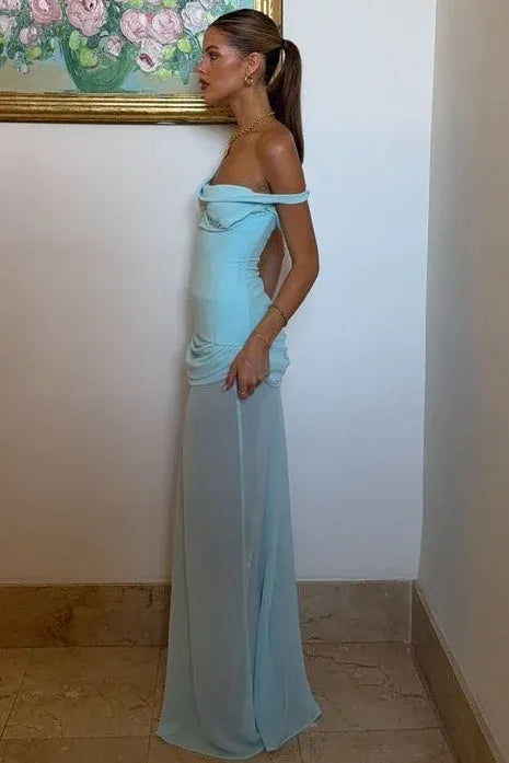 Prom Dress One Shoulder Ruched Bodice With Corset Back Light Blue For Elegant Head Turning Prom Night For Prom Queens