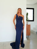 Sheath One Shoulder Sleeveless Up Sweep/Brush Train Prom Dress