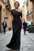 Sheath One Shoulder Sleeveless Zipper Up Floor-Length Mother of the Bride Dress