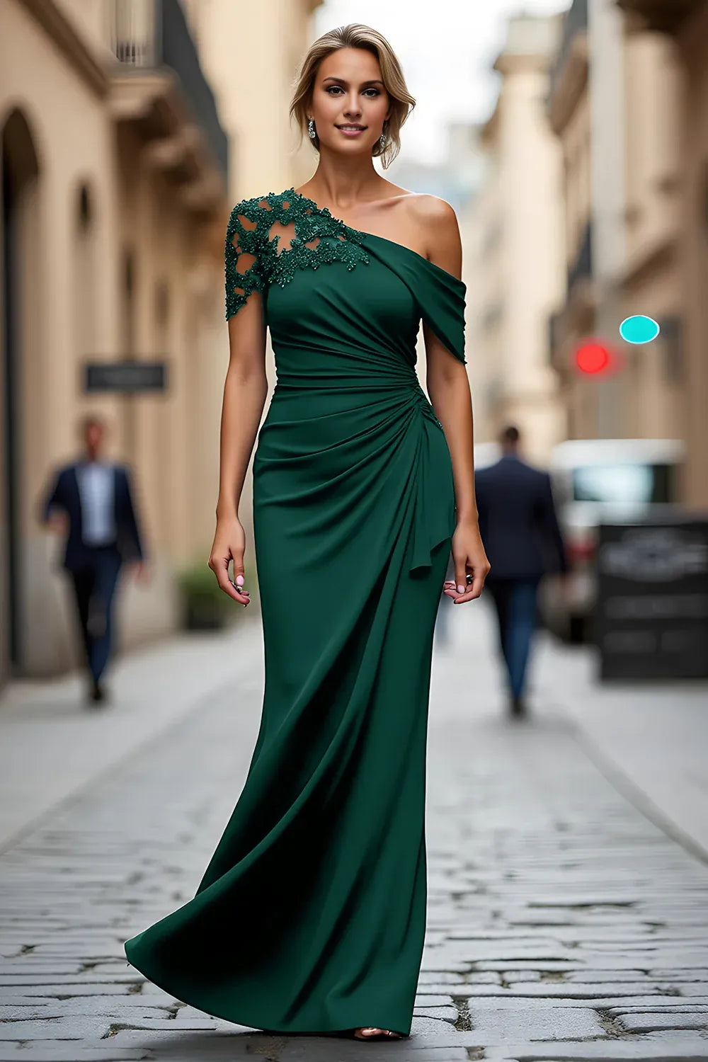 Sheath One Shoulder Sleeveless Zipper Up Floor-Length Mother of the Bride Dress