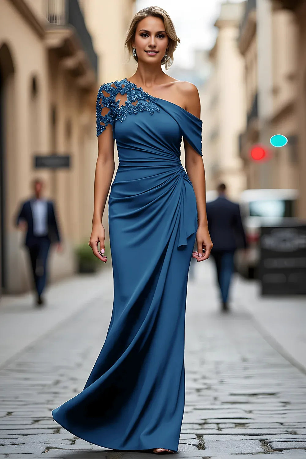 Sheath One Shoulder Sleeveless Zipper Up Floor-Length Mother of the Bride Dress