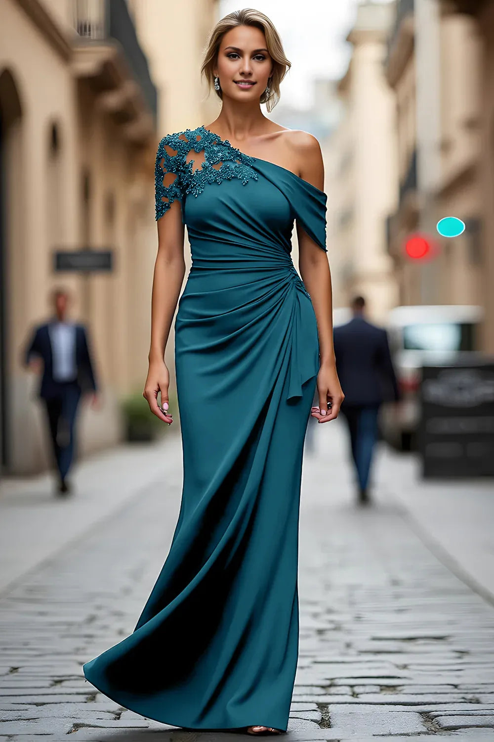 Sheath One Shoulder Sleeveless Zipper Up Floor-Length Mother of the Bride Dress