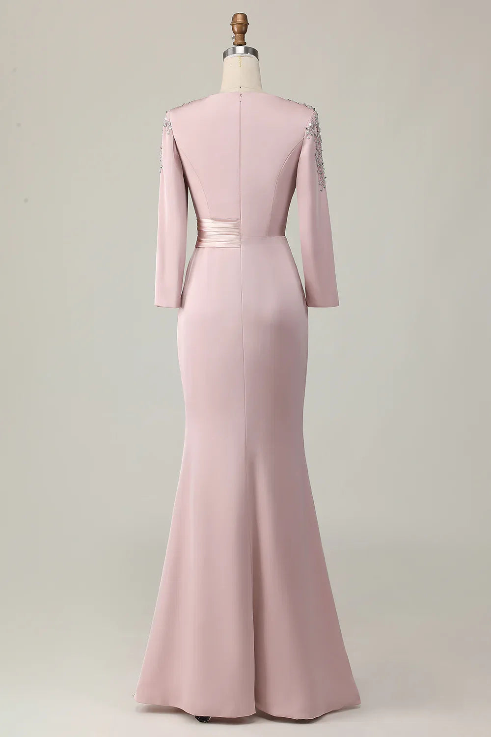 Sheath Scoop Neck Long Sleeve Zipper Up Floor-Length Mother of the Bride Dress