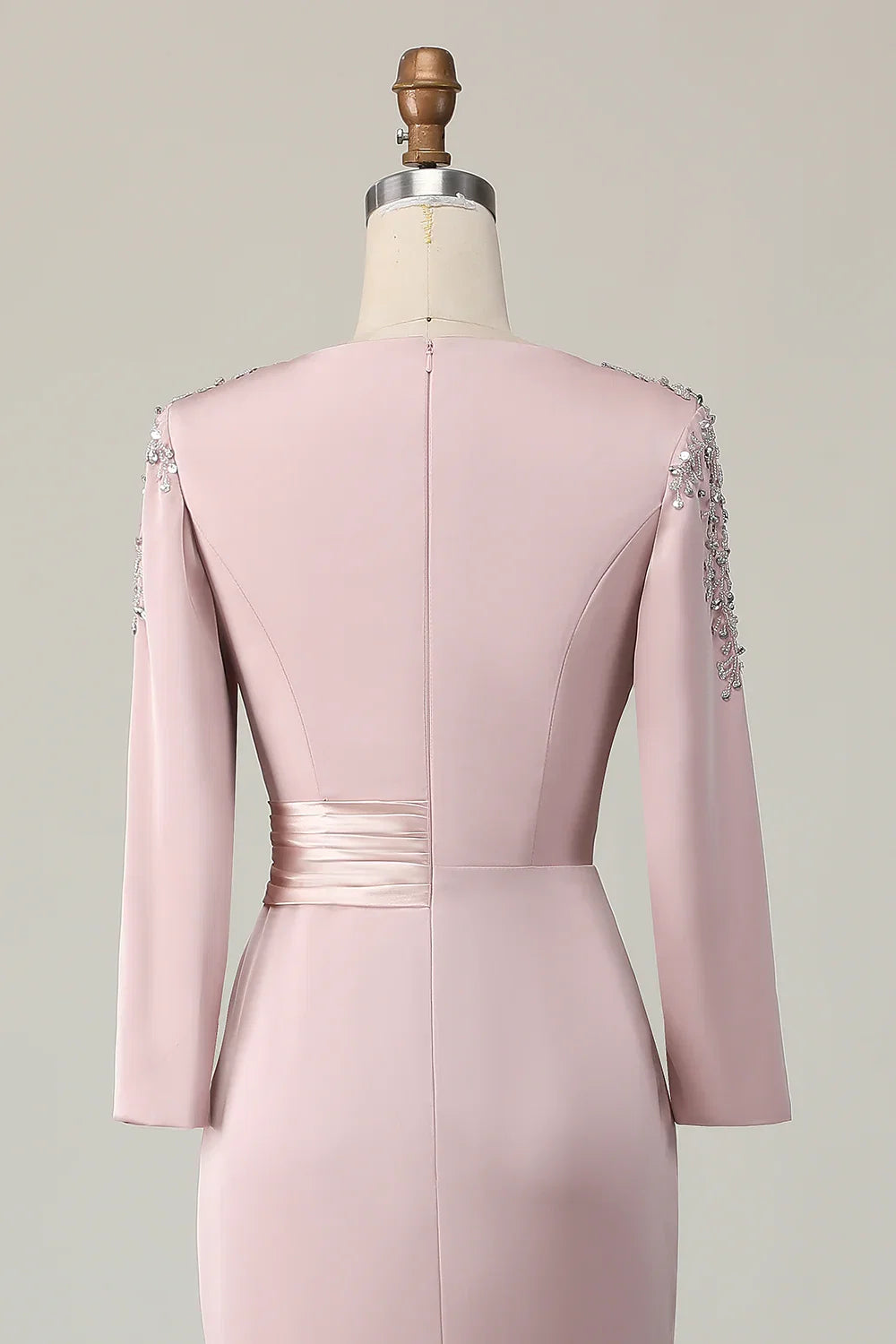Sheath Scoop Neck Long Sleeve Zipper Up Floor-Length Mother of the Bride Dress