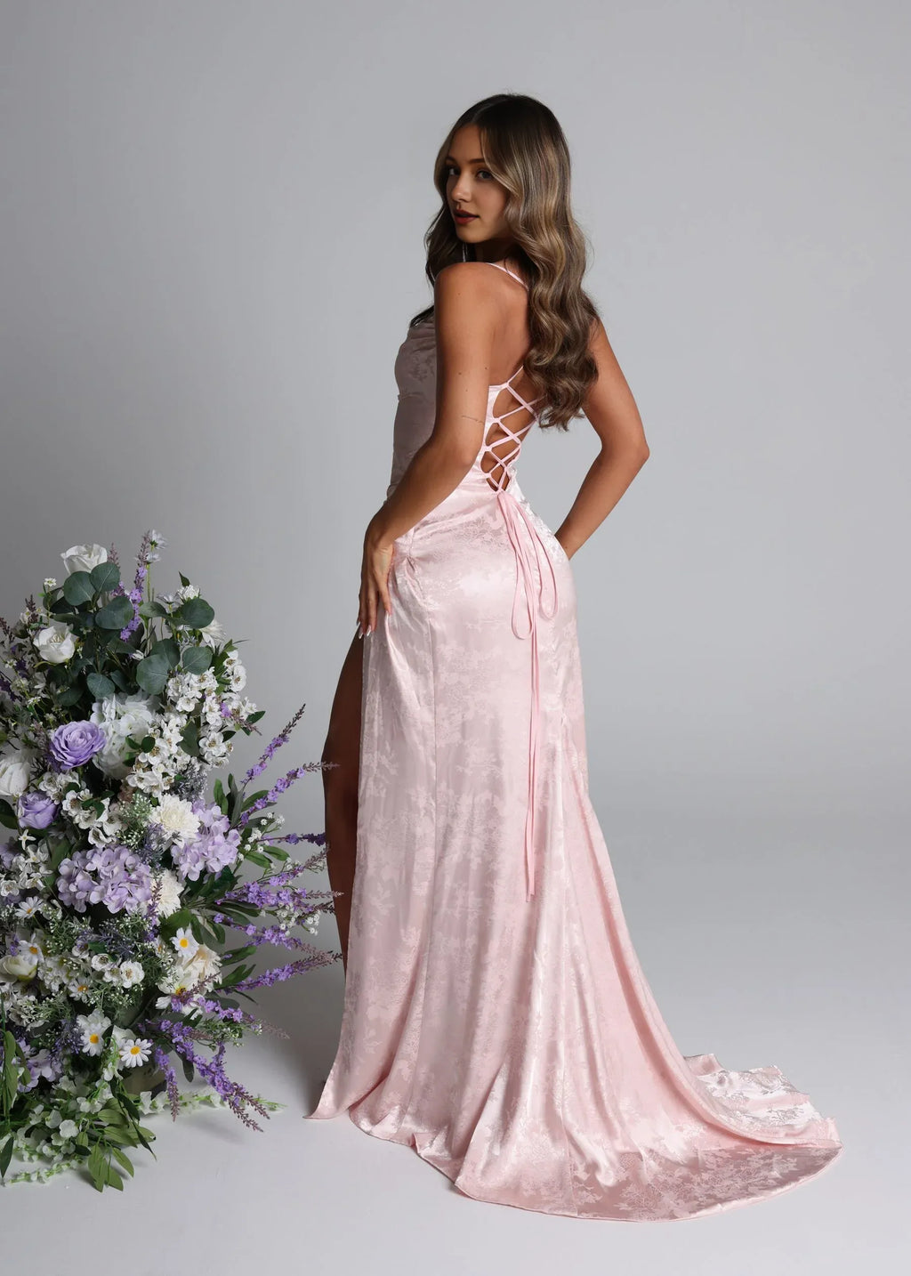 Sheath Spaghetti Straps Sleeveless Crisscross Back Sweep/Brush Train Prom Dress