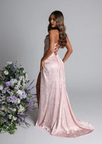 Sheath Spaghetti Straps Sleeveless Crisscross Back Sweep/Brush Train Prom Dress