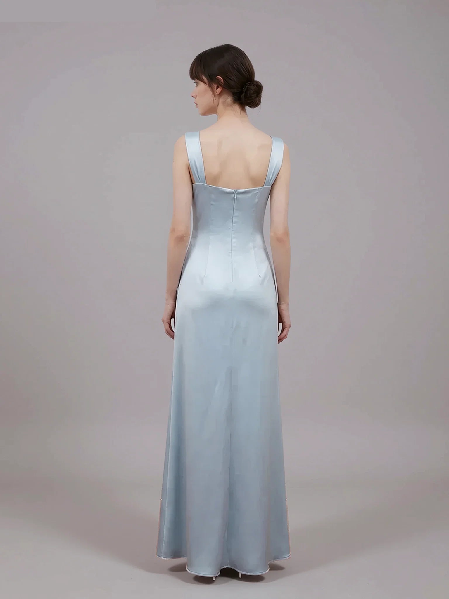 Sheath Square Neck Beaded Sleeveless Maxi Prom Dress