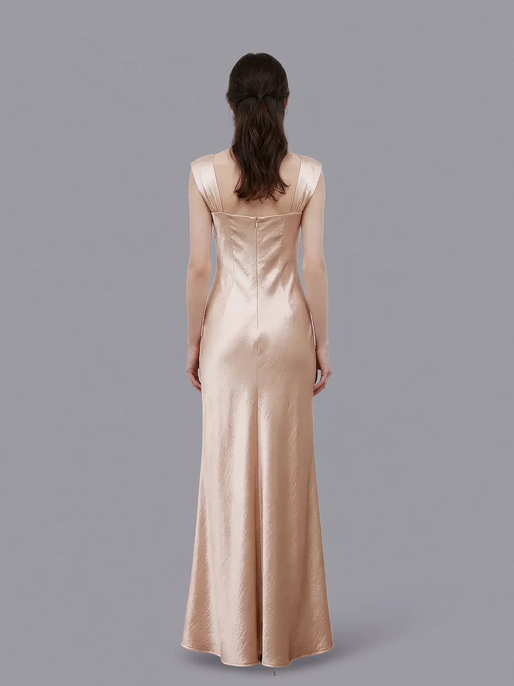 Sheath Square Neck Beaded Sleeveless Maxi Prom Dress
