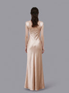 Sheath Square Neck Beaded Sleeveless Maxi Prom Dress