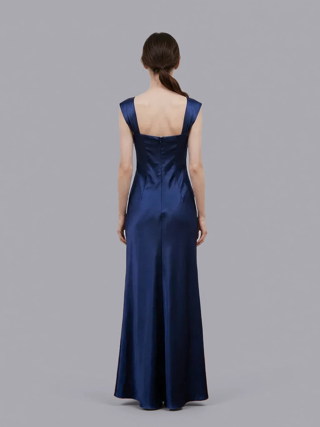 Sheath Square Neck Beaded Sleeveless Maxi Prom Dress