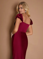 Sheath Square Neck Cap Sleeve Backless Floor-Length Evening Dress