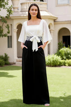 Sheath Square Neck Flutter Sleeve Zipper Up Floor-Length Mother of the Bride Dress