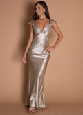 Sheath V Neck Sleeveless Backless Floor-Length Evening Dress