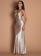 Sheath V Neck Sleeveless Backless Floor-Length Evening Dress