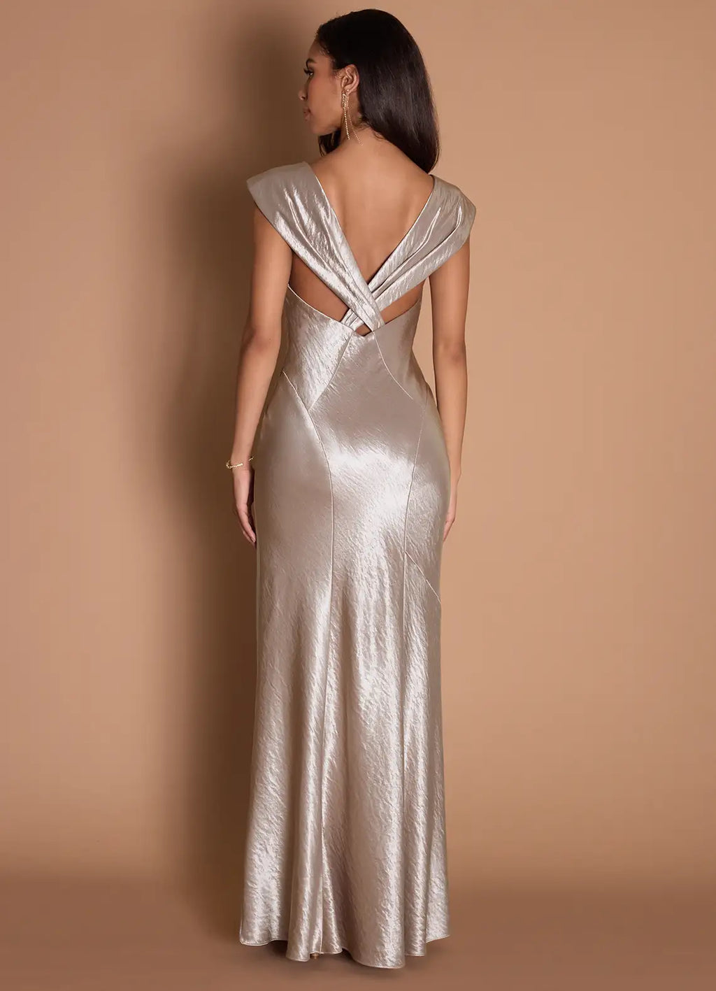Sheath V Neck Sleeveless Backless Floor-Length Evening Dress