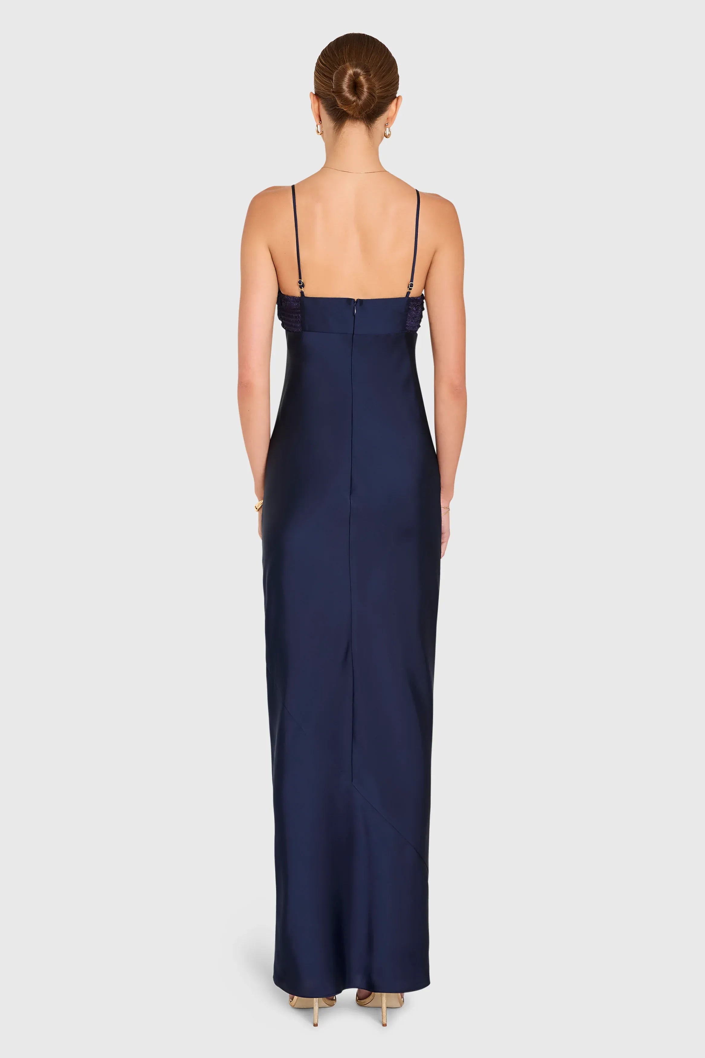 Sheath V Neck Sleeveless Backless Floor Length Evening Dress