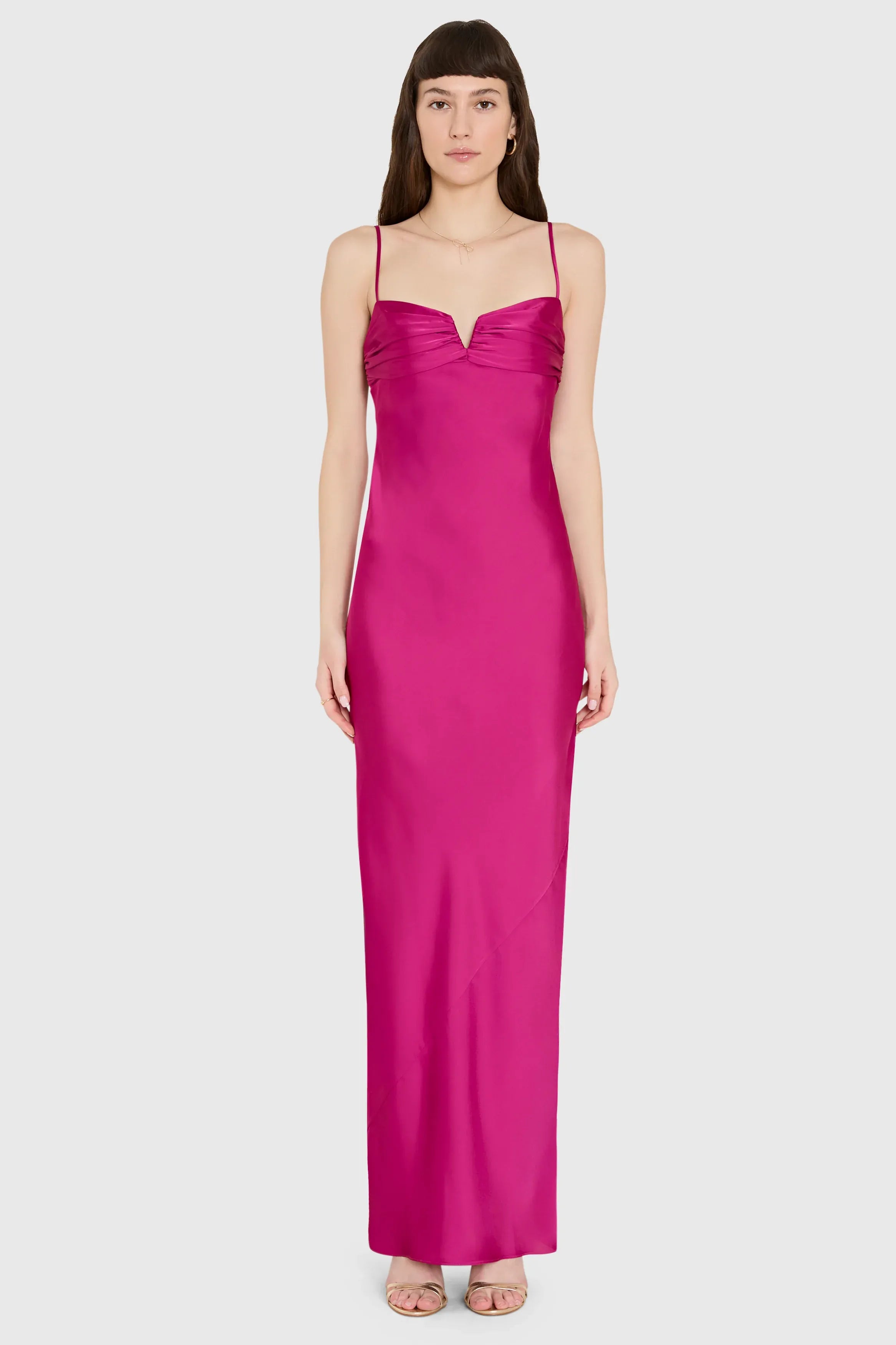 Sheath V Neck Sleeveless Backless Floor Length Evening Dress