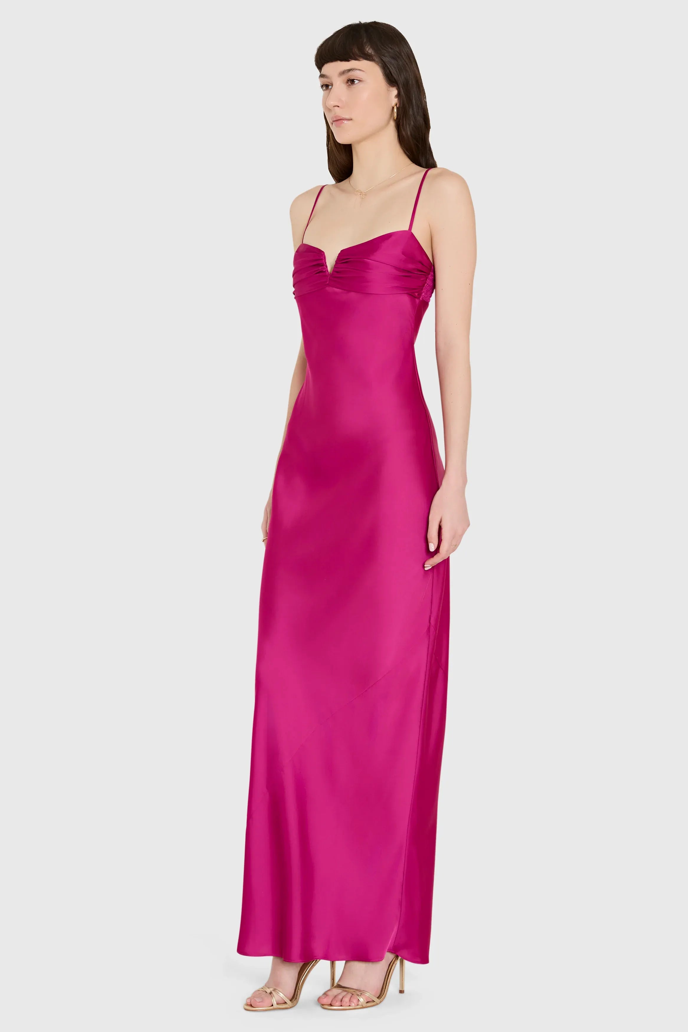 Sheath V Neck Sleeveless Backless Floor Length Evening Dress