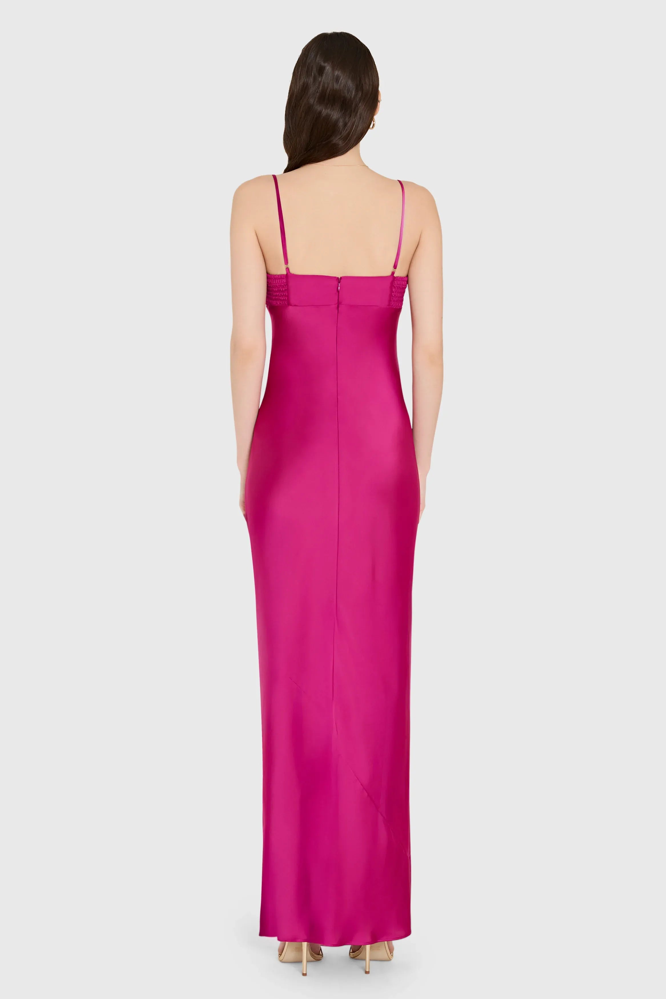 Sheath V Neck Sleeveless Backless Floor Length Evening Dress