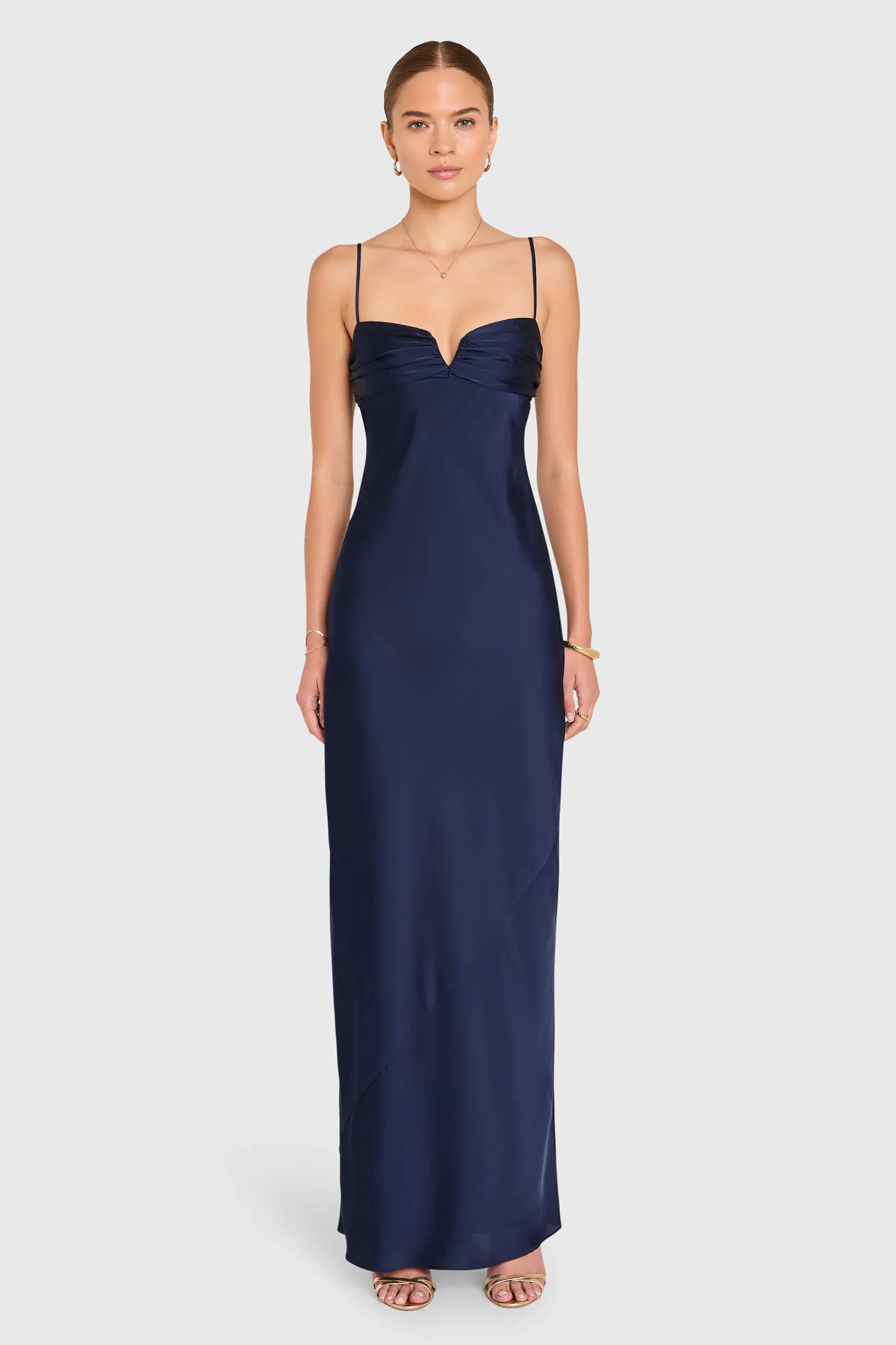Sheath V Neck Sleeveless Backless Floor Length Evening Dress