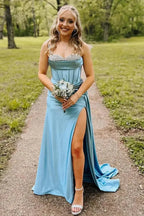 Spaghetti Strap Corset Mermaid Slit Prom Gown