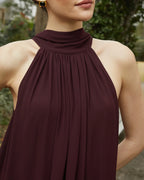 Dress Elegant Straight Tube Floor-Length Sleeveless Party Dresses Halter Neck Solid Color Open Back Evening Dress