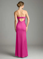 Elegant Strapless Ruched Waist Open Back High Slit Floor-Length Bridesmaid Dresses