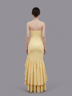 Strapless Ruffle Slit Mermaid Maxi Prom Dress