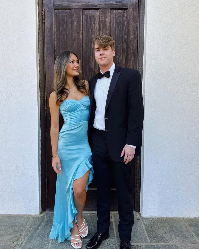 Strapless Sleeveless Mermaid Prom Dress With Slit