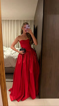 Sweetheart Sleeveless A Line Pleated Floor-Length Party Dress