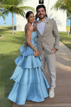 Tiered Strapless Sleeveless A-Line Formal Dress