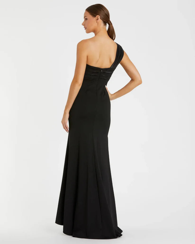 Trumpet One Shoulder Sleeveless Zipper Up Floor-Length Prom Dress