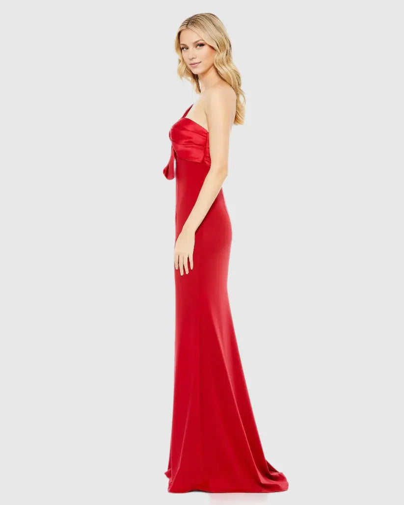 Trumpet One Shoulder Sleeveless Zipper Up Floor-Length Prom Dress