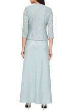 Two-Piece Square Neck Long Sleeve Zipper Up Floor-Length Mother of the Bride Dress
