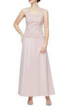 Two-Piece Square Neck Long Sleeve Zipper Up Floor-Length Mother of the Bride Dress