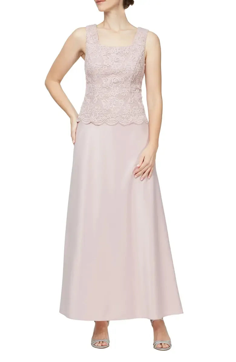 Two-Piece Square Neck Long Sleeve Zipper Up Floor-Length Mother of the Bride Dress