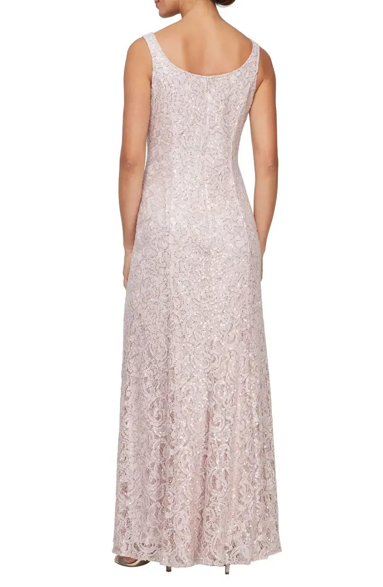 Two-Piece Square Neck Long Sleeve Zipper Up Floor-Length Mother of the Bride Dress