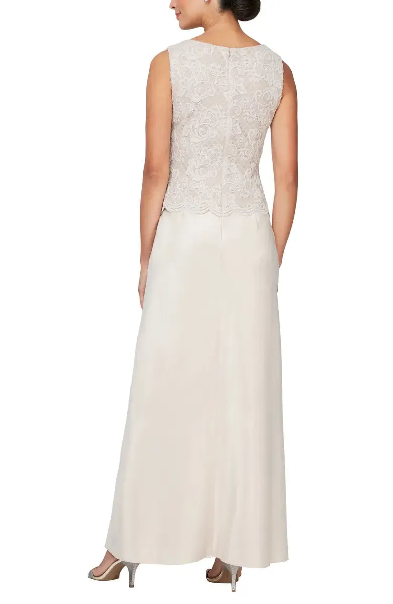 Two-Piece Square Neck Long Sleeve Zipper Up Floor-Length Mother of the Bride Dress